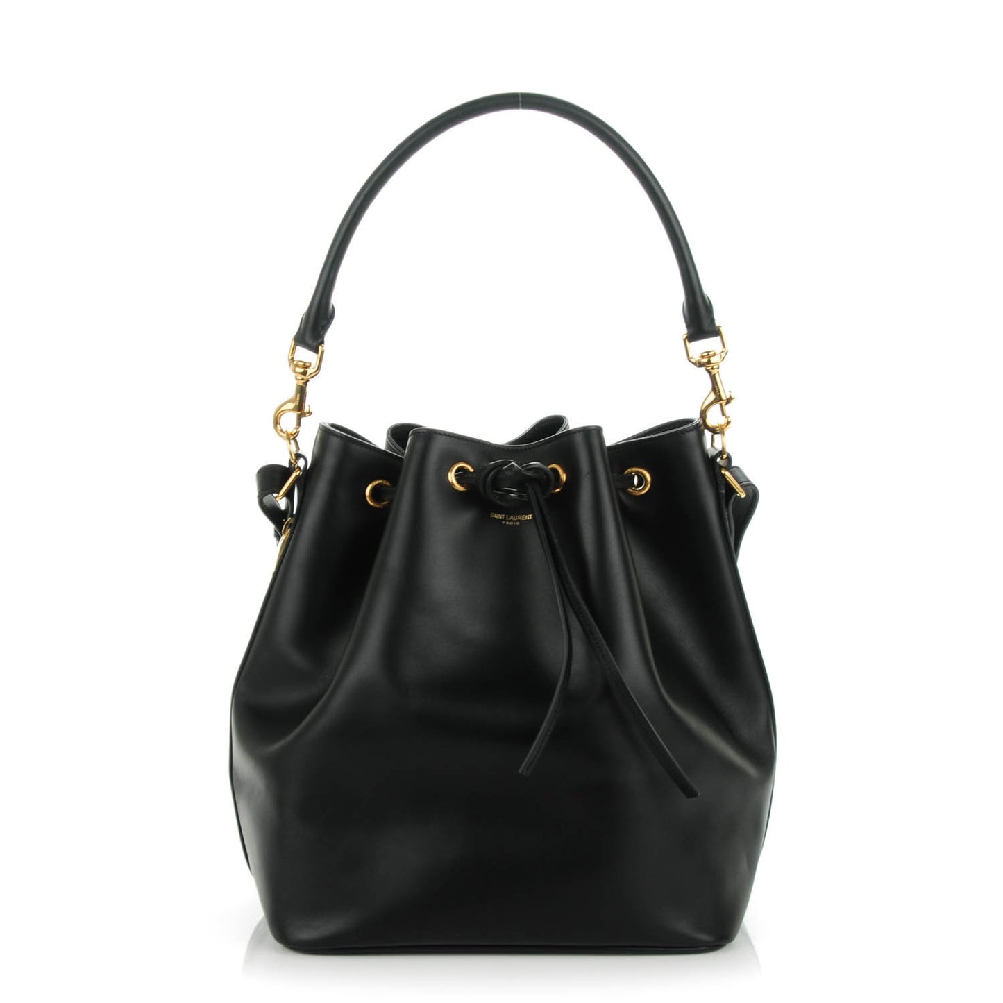 Calfskin Large Emmanuelle Bucket Bag Black