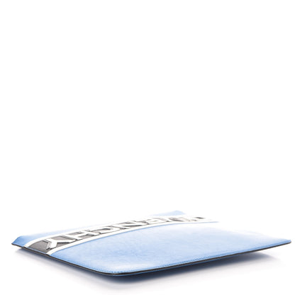 Givenchy Calfskin Logo Stripe Large Zip Pouch Electric Blue White 4 of 6