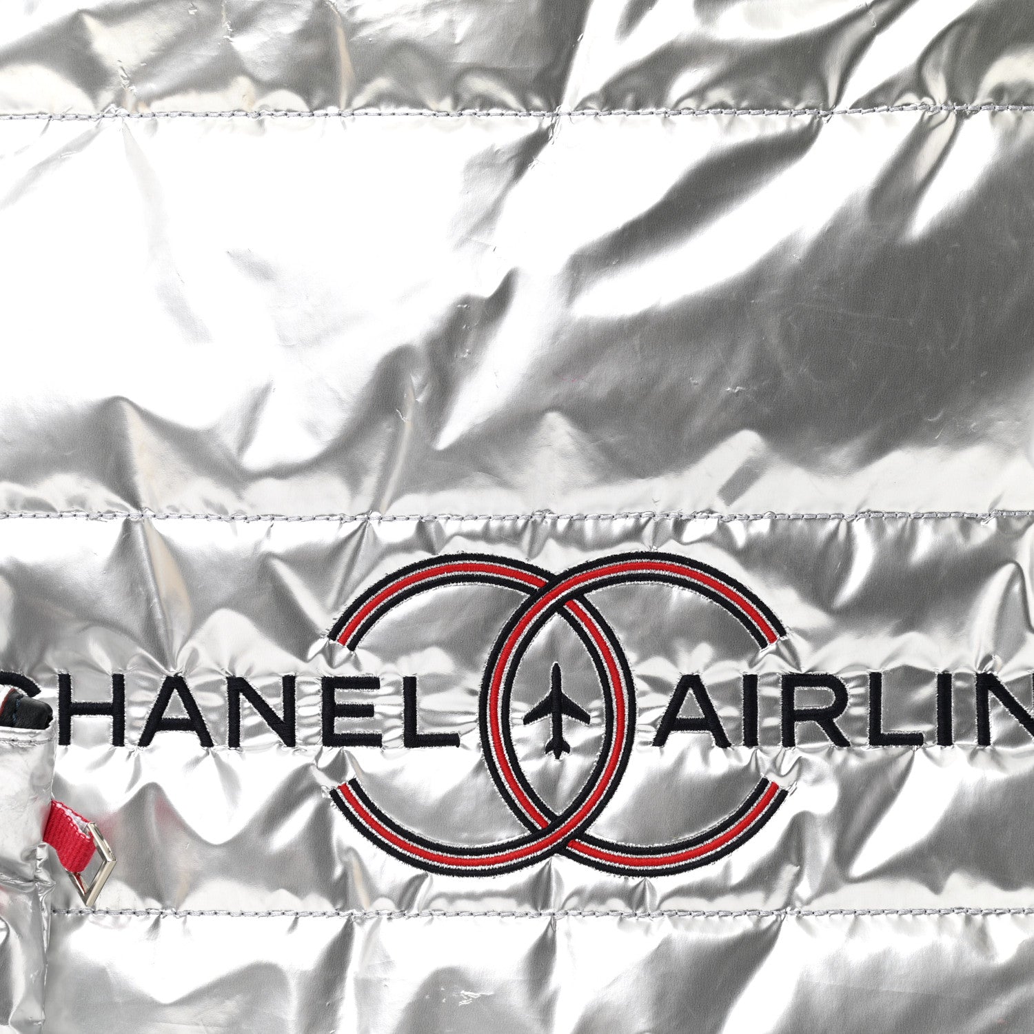 Chanel Nylon Terry Cloth Reversible Chanel Airlines Tote Silver Navy 12 of 18