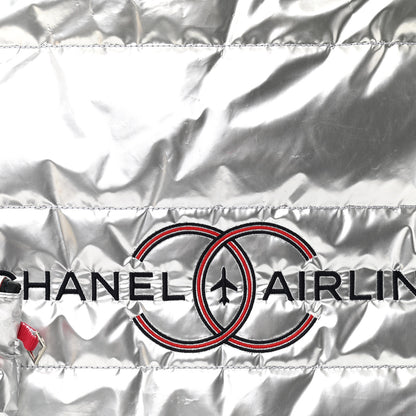 Chanel Nylon Terry Cloth Reversible Chanel Airlines Tote Silver Navy 12 of 18