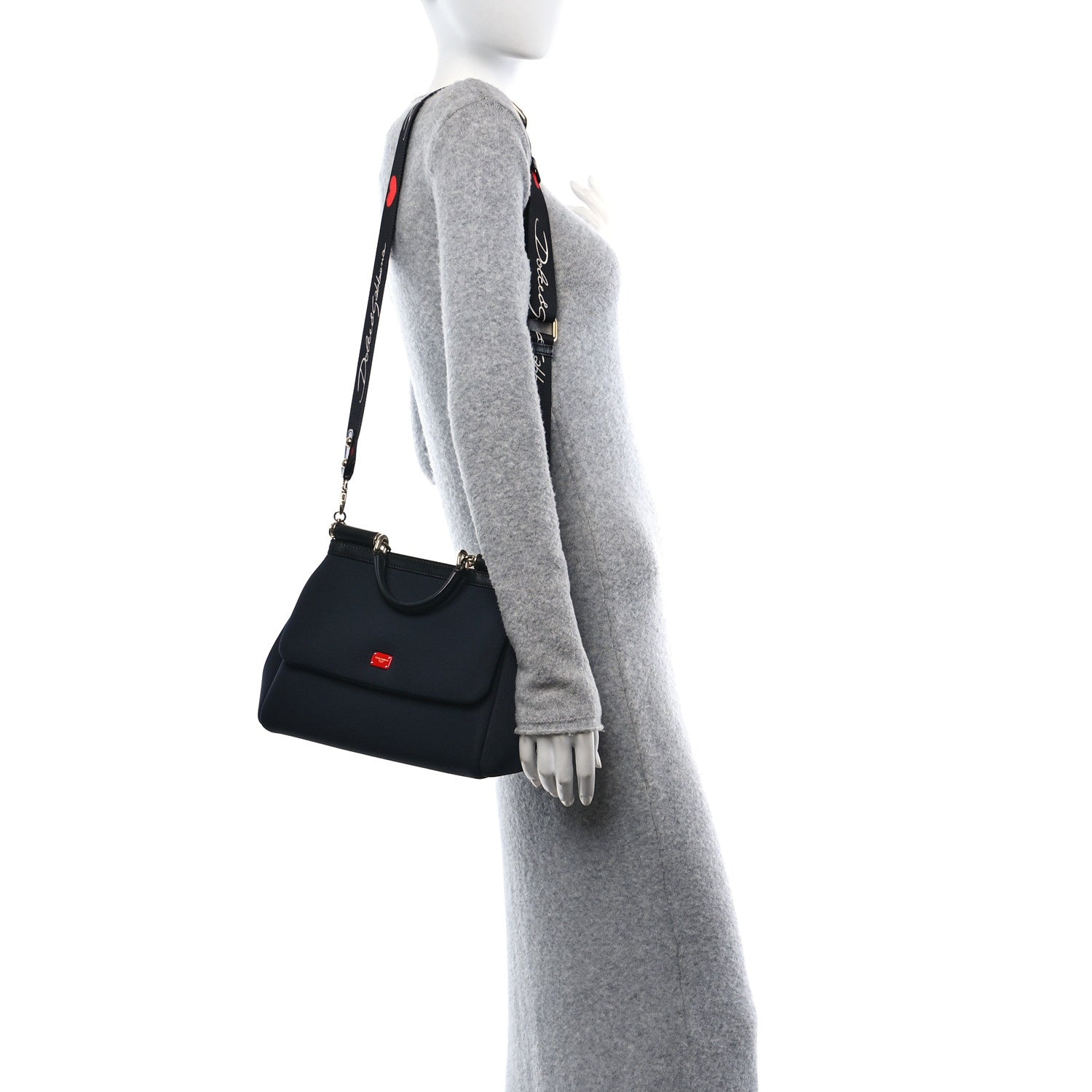 Dolce & Gabbana Neoprene Medium Miss Sicily Satchel Black 2 of 12