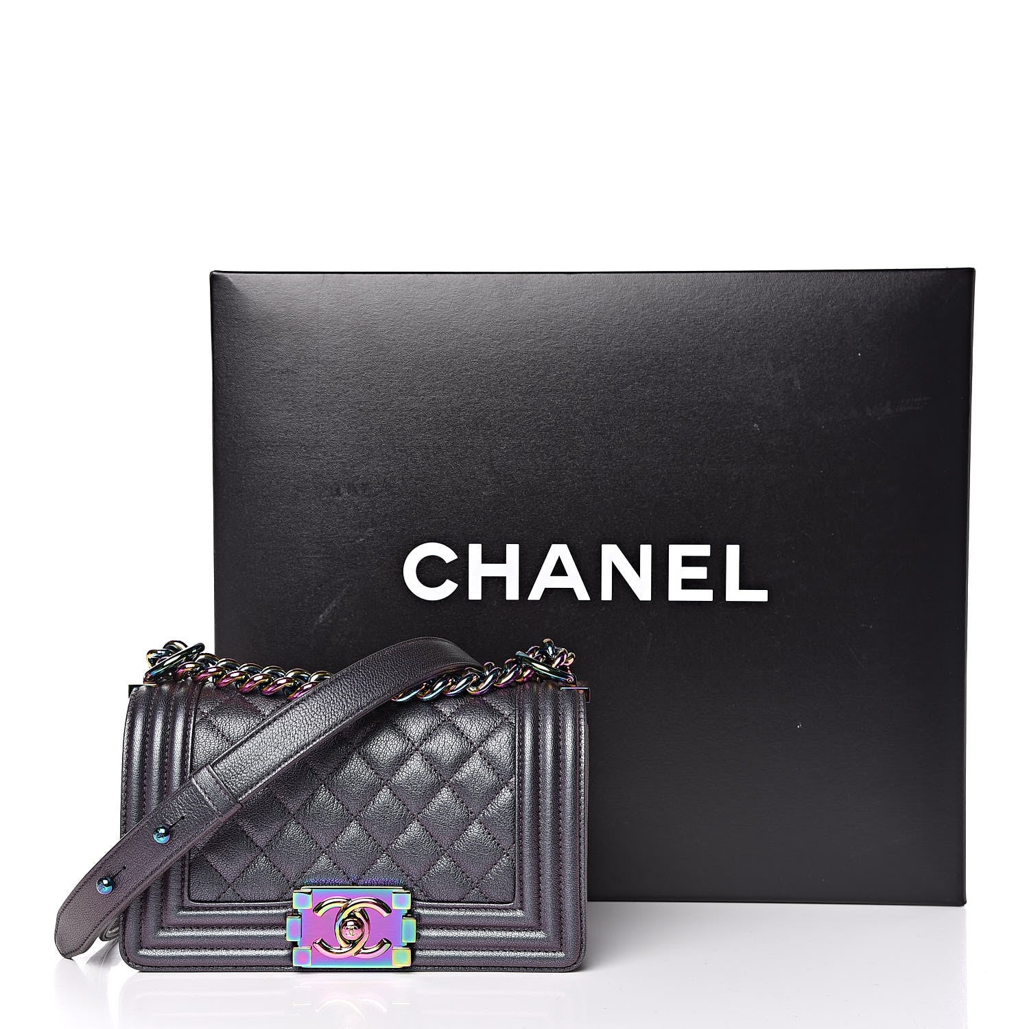 Chanel Iridescent Goatskin Quilted Small Boy Flap Purple 10 of 10