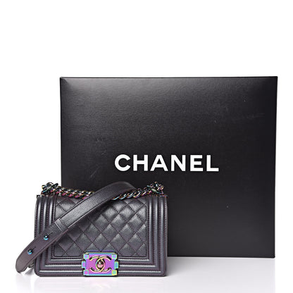 Chanel Iridescent Goatskin Quilted Small Boy Flap Purple 10 of 10