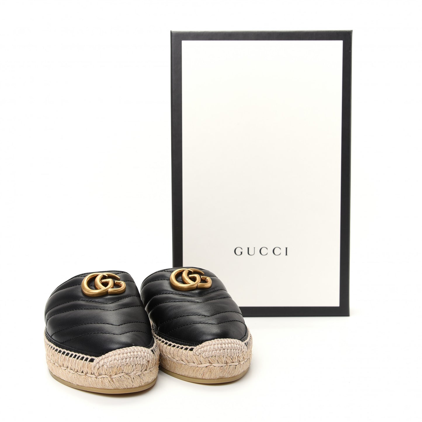 Nappa Matelasse GG Marmont Espadrille Slippers 36.5 Black