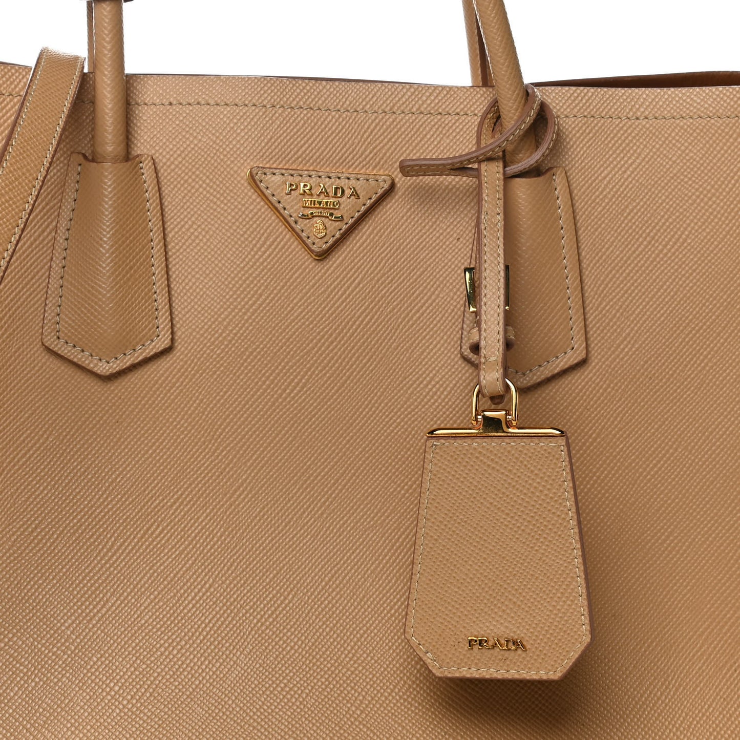 Saffiano Cuir Medium Double Bag Noisette