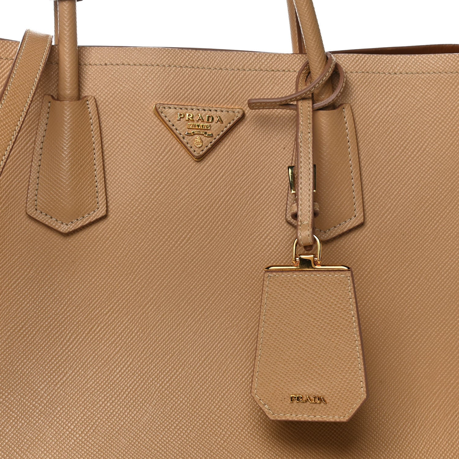 Prada Saffiano Cuir Medium Double Bag Noisette 8 of 16