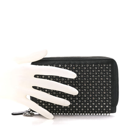 Chanel Lambskin Quilted Crystal Medium Gusset Double Zip Around Wallet Black 2 of 11
