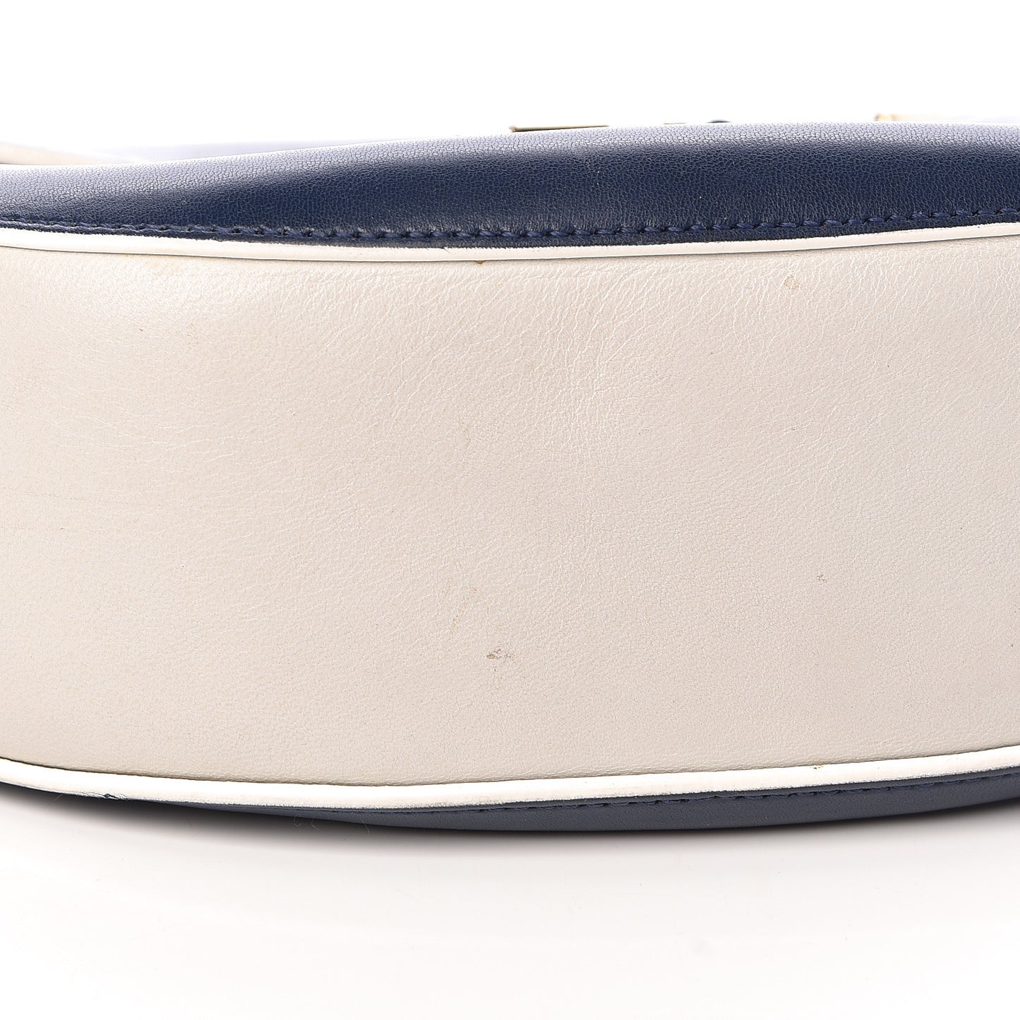 Smooth Calfskin Bi-Color Drew Shoulder Bag Royal Navy Marshamallow