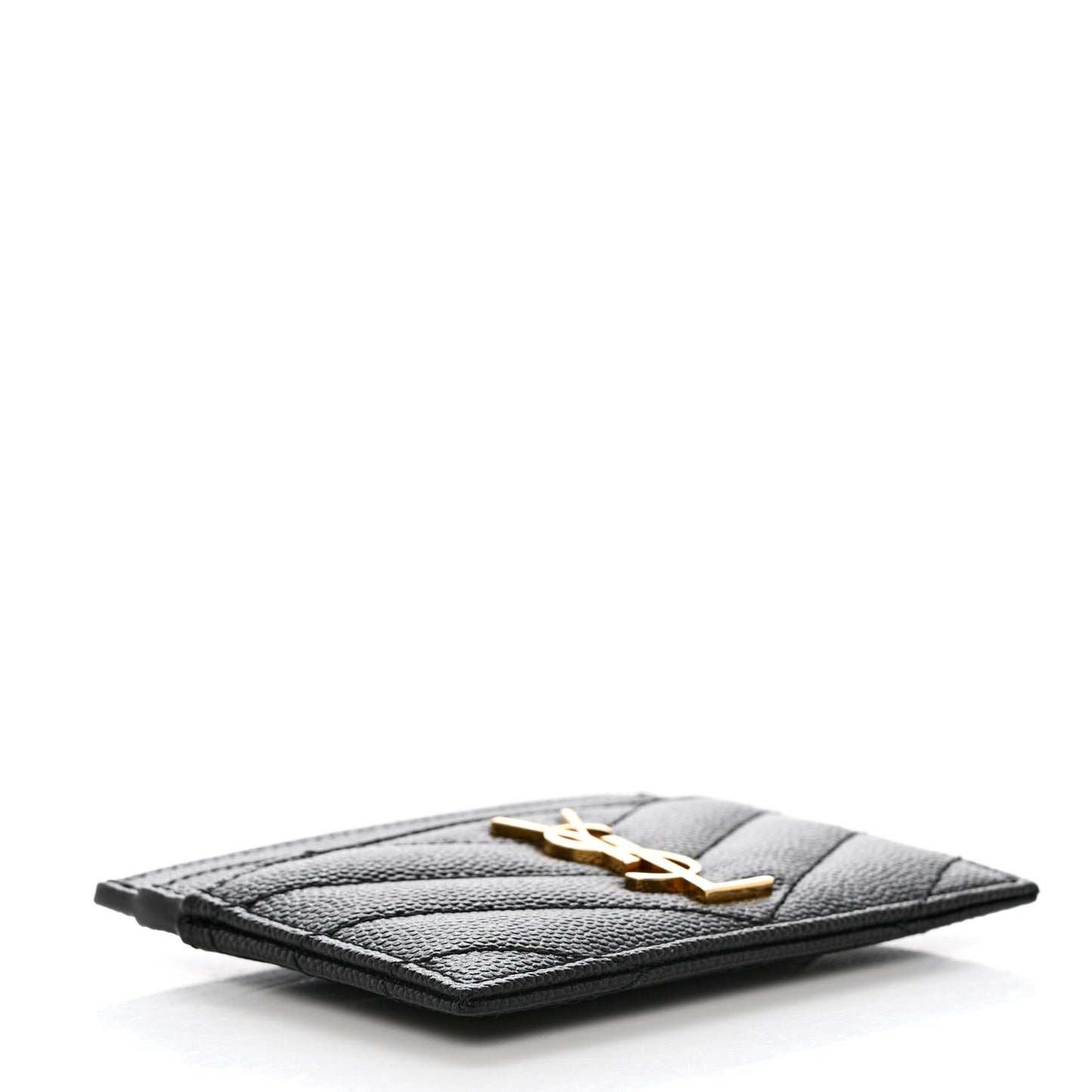 Grain De Poudre Matelasse Chevron Monogram Credit Card Case Black