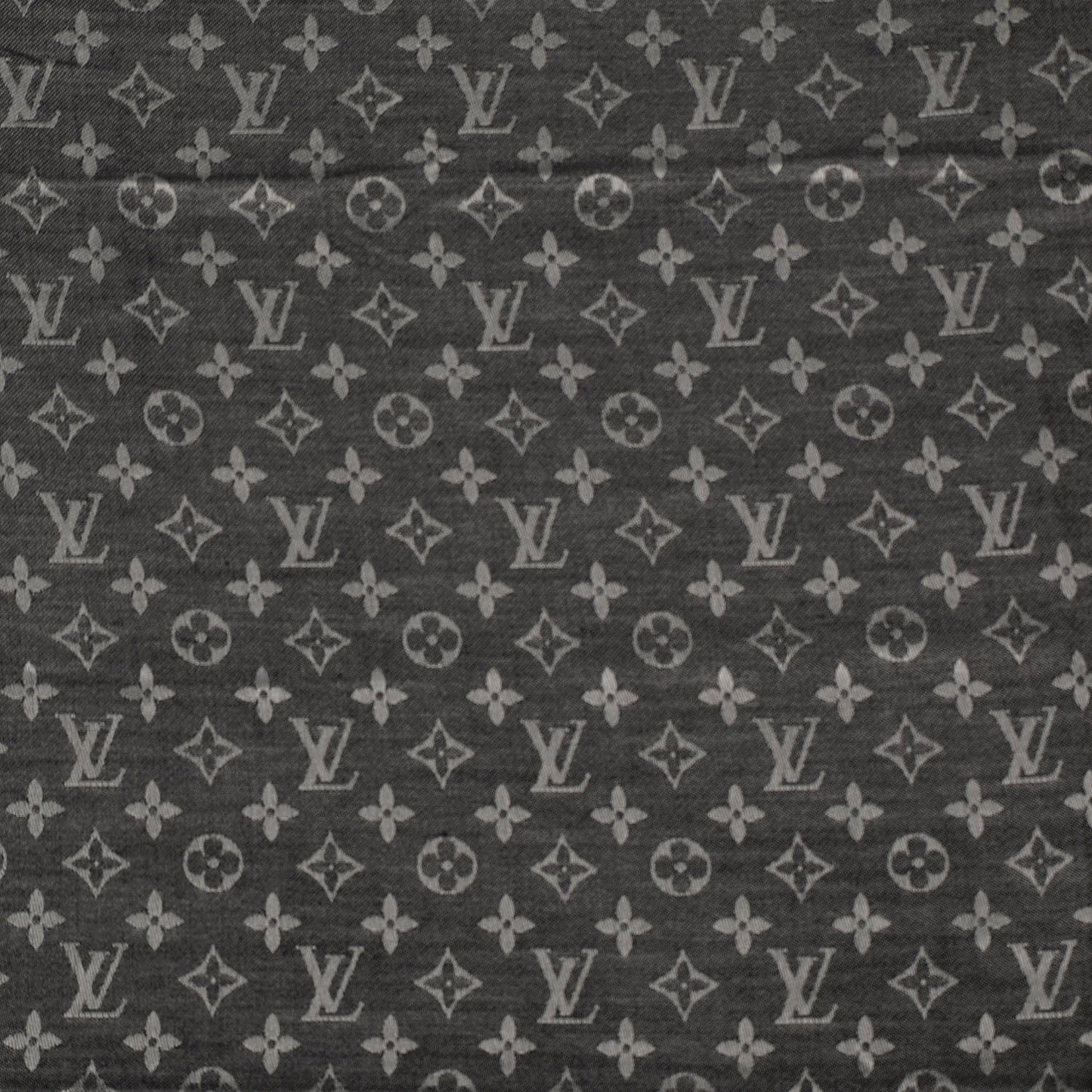 Silk Wool Monogram Denim Shawl Black
