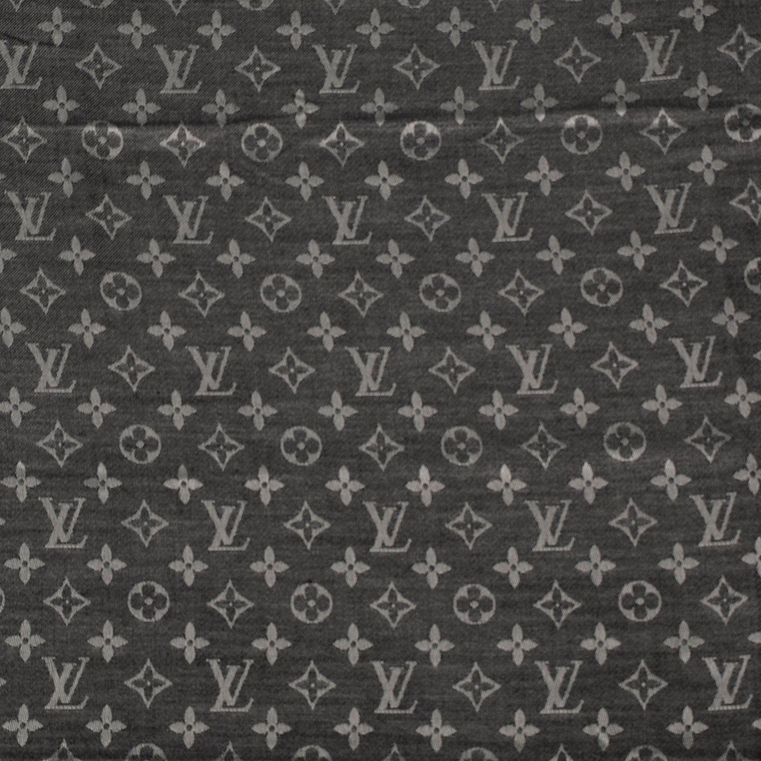 Louis Vuitton Silk Wool Monogram Denim Shawl Black 1 of 5