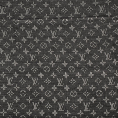 Louis Vuitton Silk Wool Monogram Denim Shawl Black 1 of 5