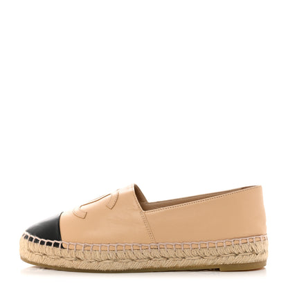 Chanel Lambskin CC Espadrilles 36 Beige Black 1 of 9