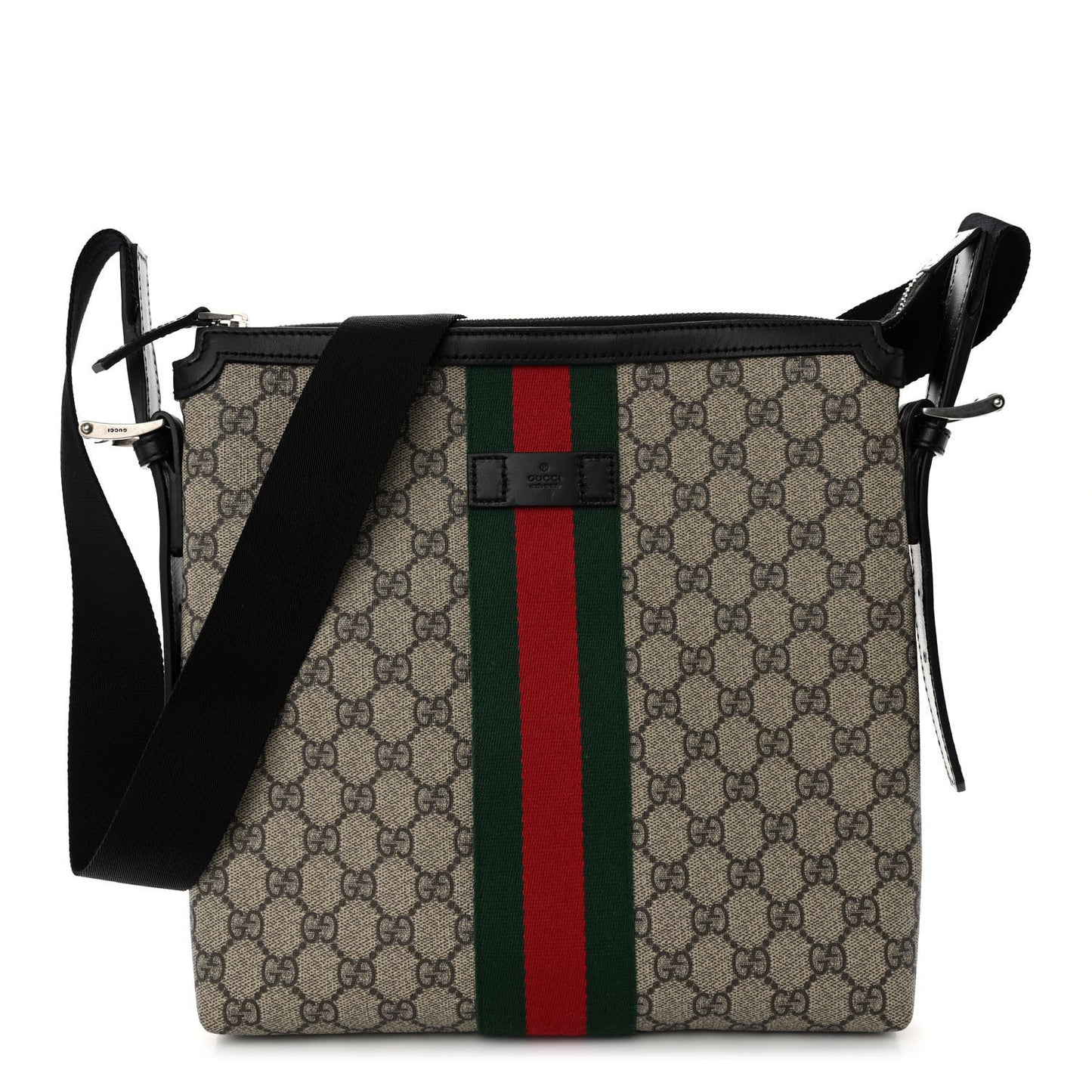 GG Supreme Monogram Web Messenger Bag Black