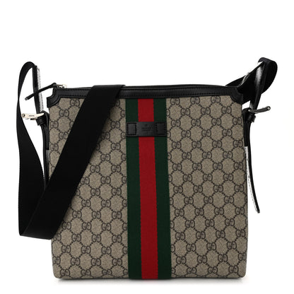 Gucci GG Supreme Monogram Web Messenger Bag Black 1 of 9