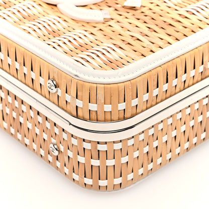 Chanel Raffia Calfskin CC Filigree Vanity Case White 10 of 10