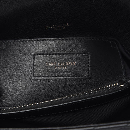 Saint Laurent Sheepskin Matelasse Chevron Monogram Medium College Bag Black 6 of 11
