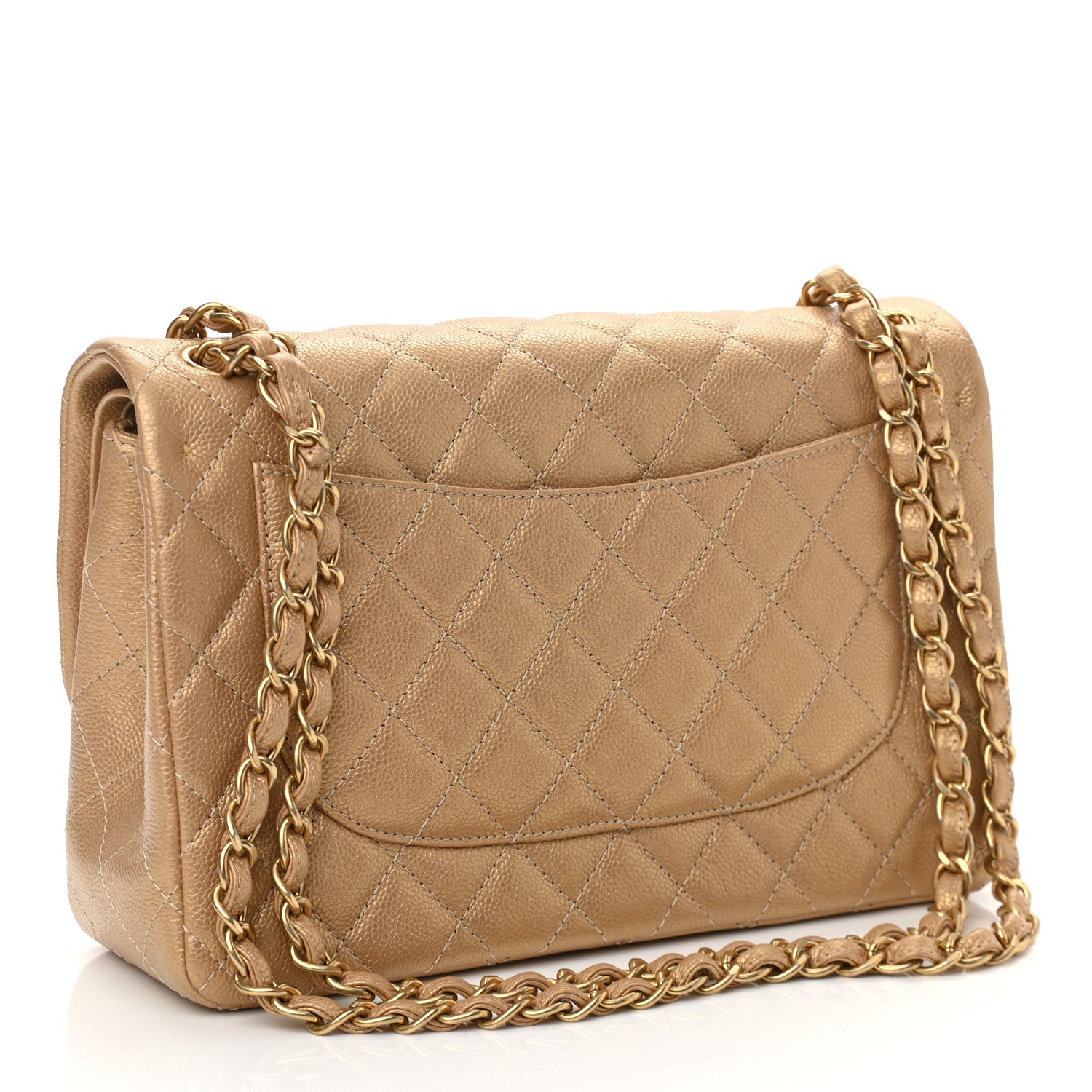 Chanel Pearly Caviar Quilted Jumbo Double Flap Gold 2 of 10