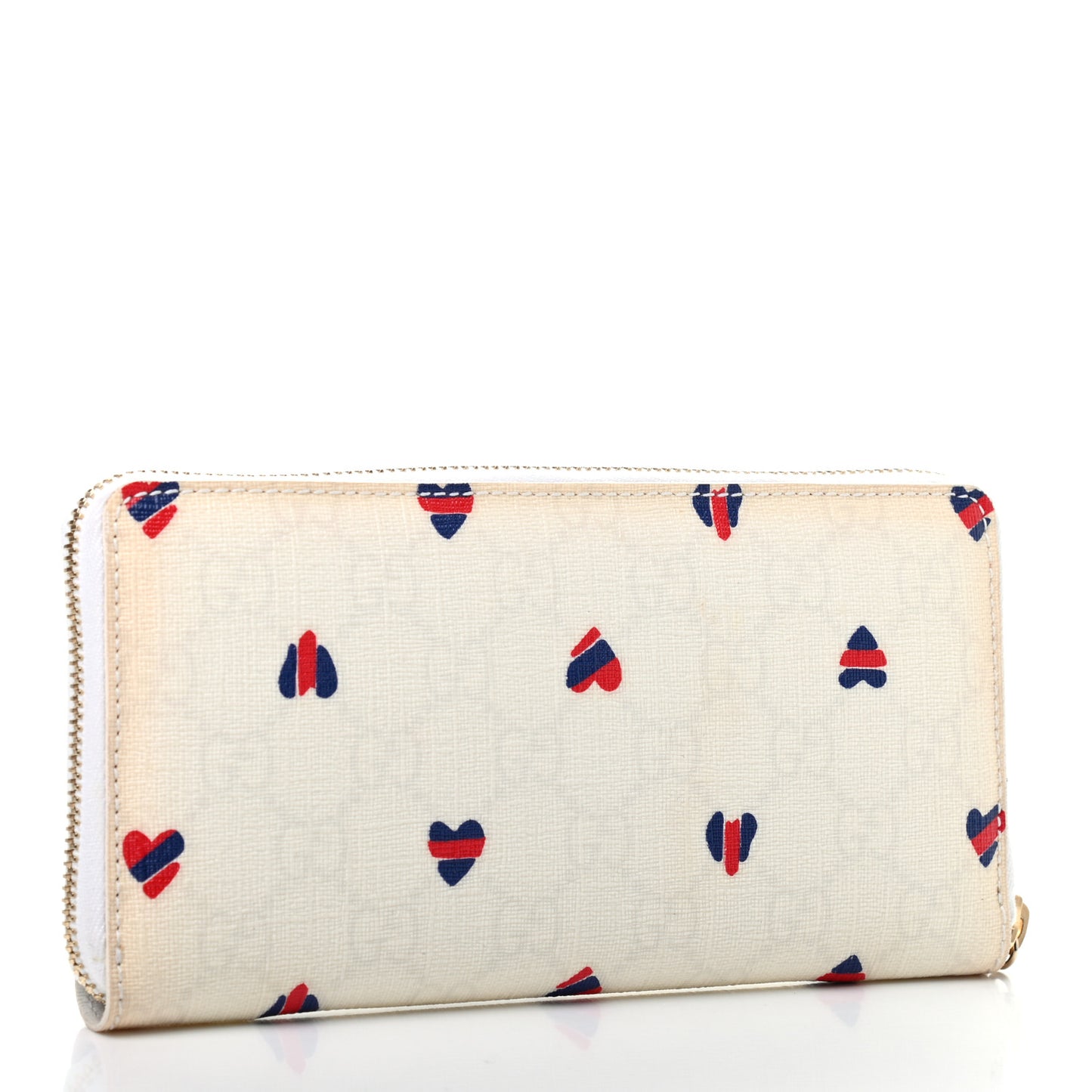 GG Plus Monogram Hearts GG Pierce Zip Around Wallet White Red