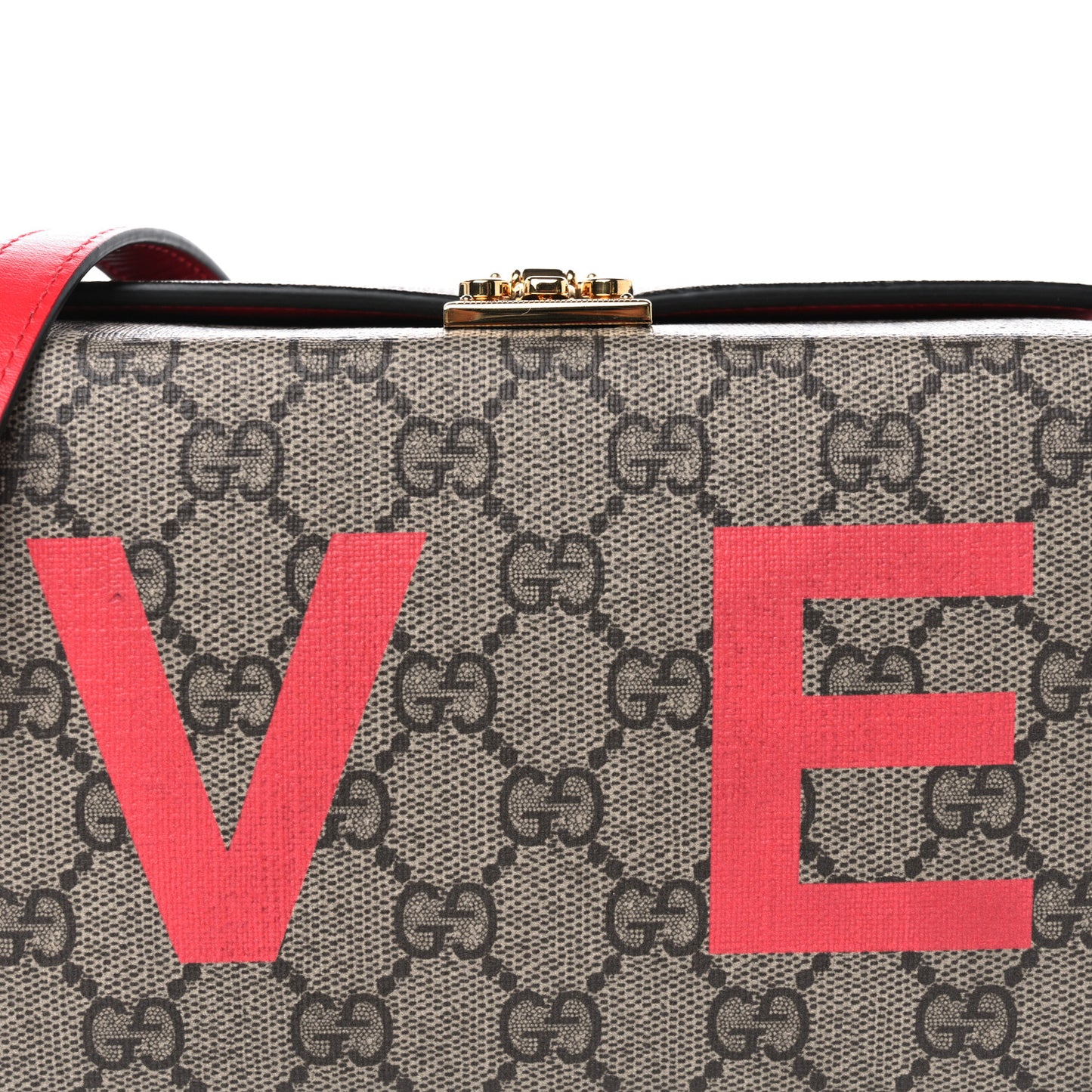 GG Supreme Monogram Moon Calfskin Love Valentines Day Padlock Case Beige Ebony New Geranium