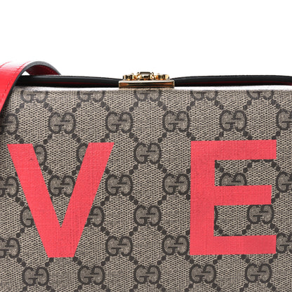 Gucci GG Supreme Monogram Moon Calfskin Love Valentines Day Padlock Case Beige Ebony New Geranium 8 of 13