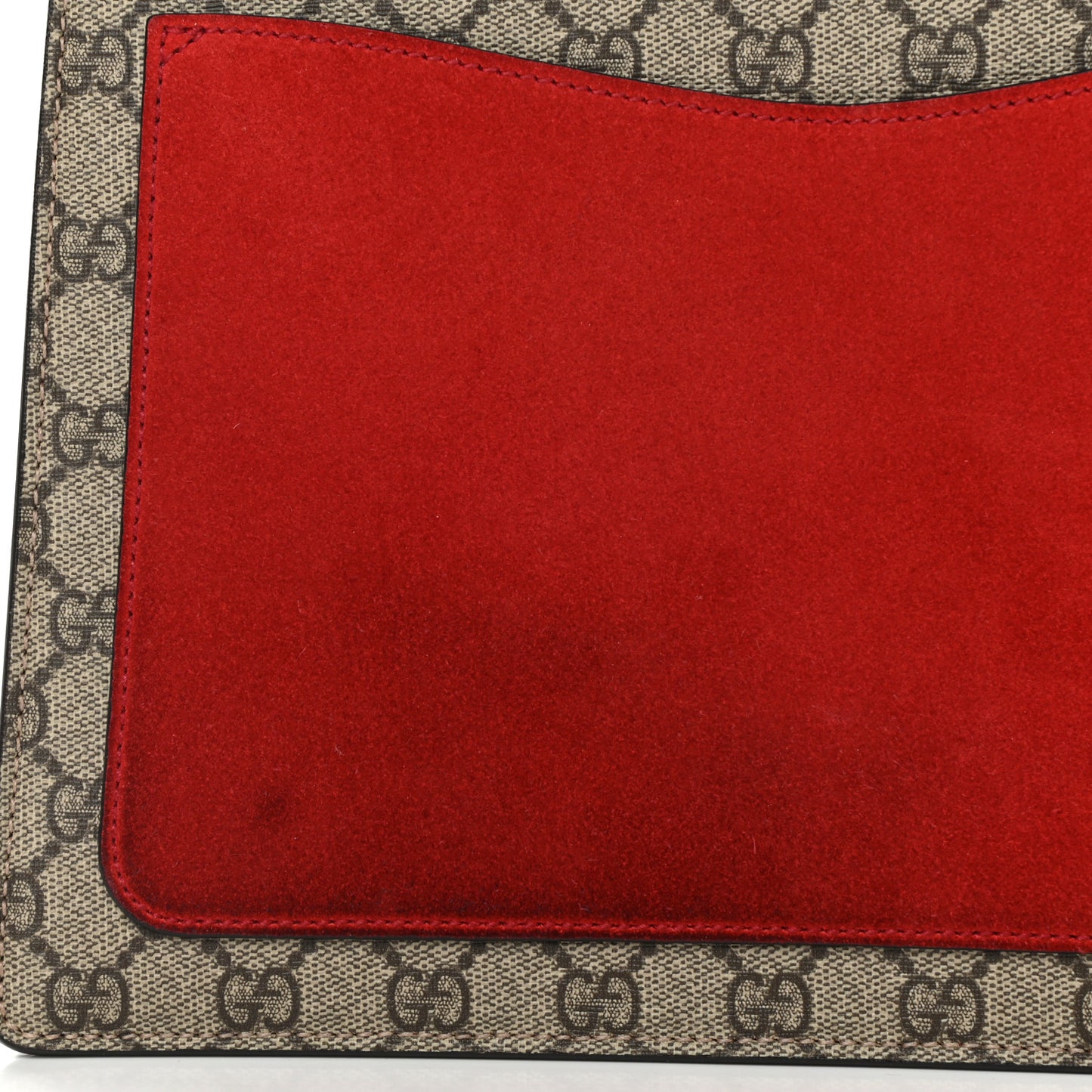GG Supreme Monogram Suede Cudu Medium Dionysus Shoulder Bag Beige Ebony Vulcanic Red