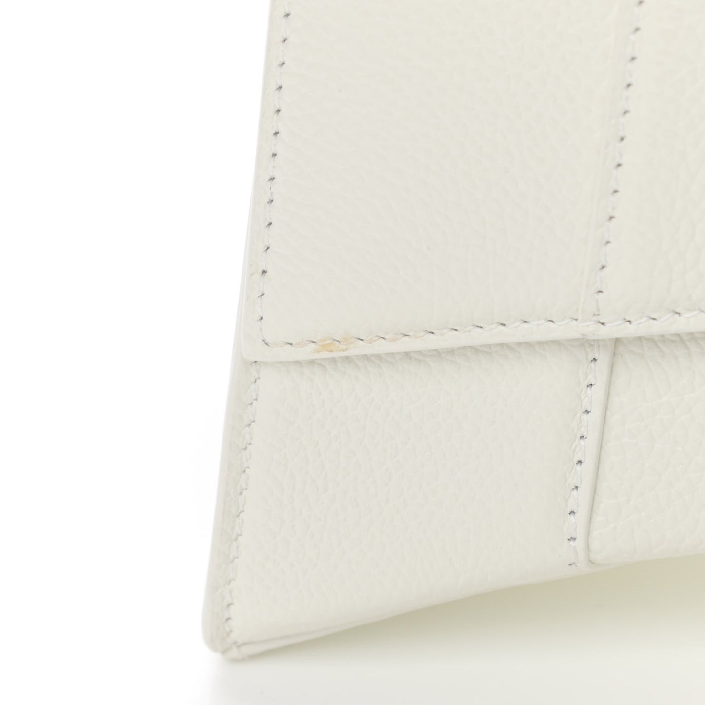 Grained Calfskin Small Hourglass Top Handle Bag White