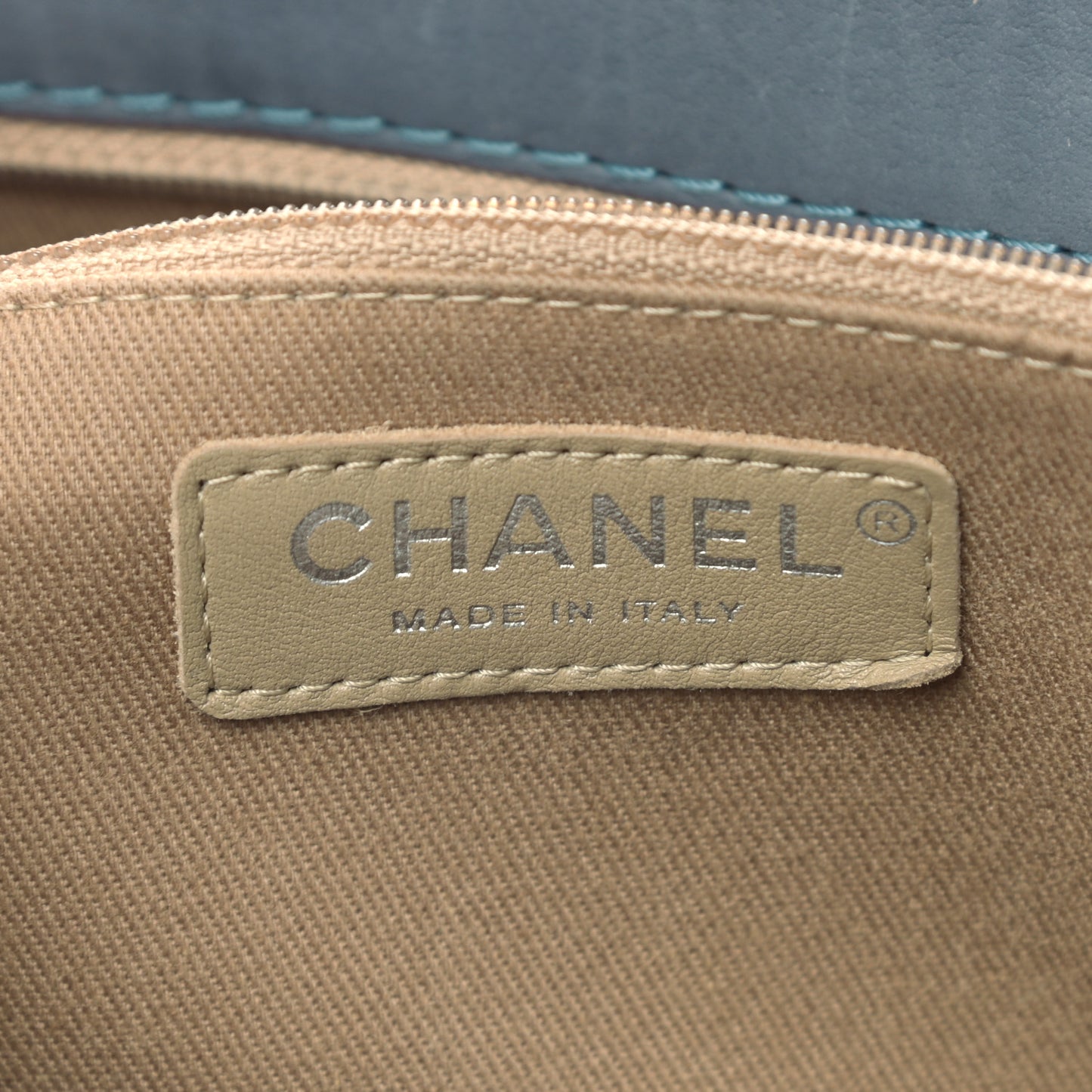 Washed Calfskin Quilted Hamptons Flap Bag Blue