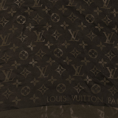 Louis Vuitton Silk Lurex Wool Monogram Shine Shawl Marron 2 of 3