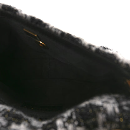 Chanel Wool Tweed Quilted Small Elegant Chain Flap Black Grey 5 of 9