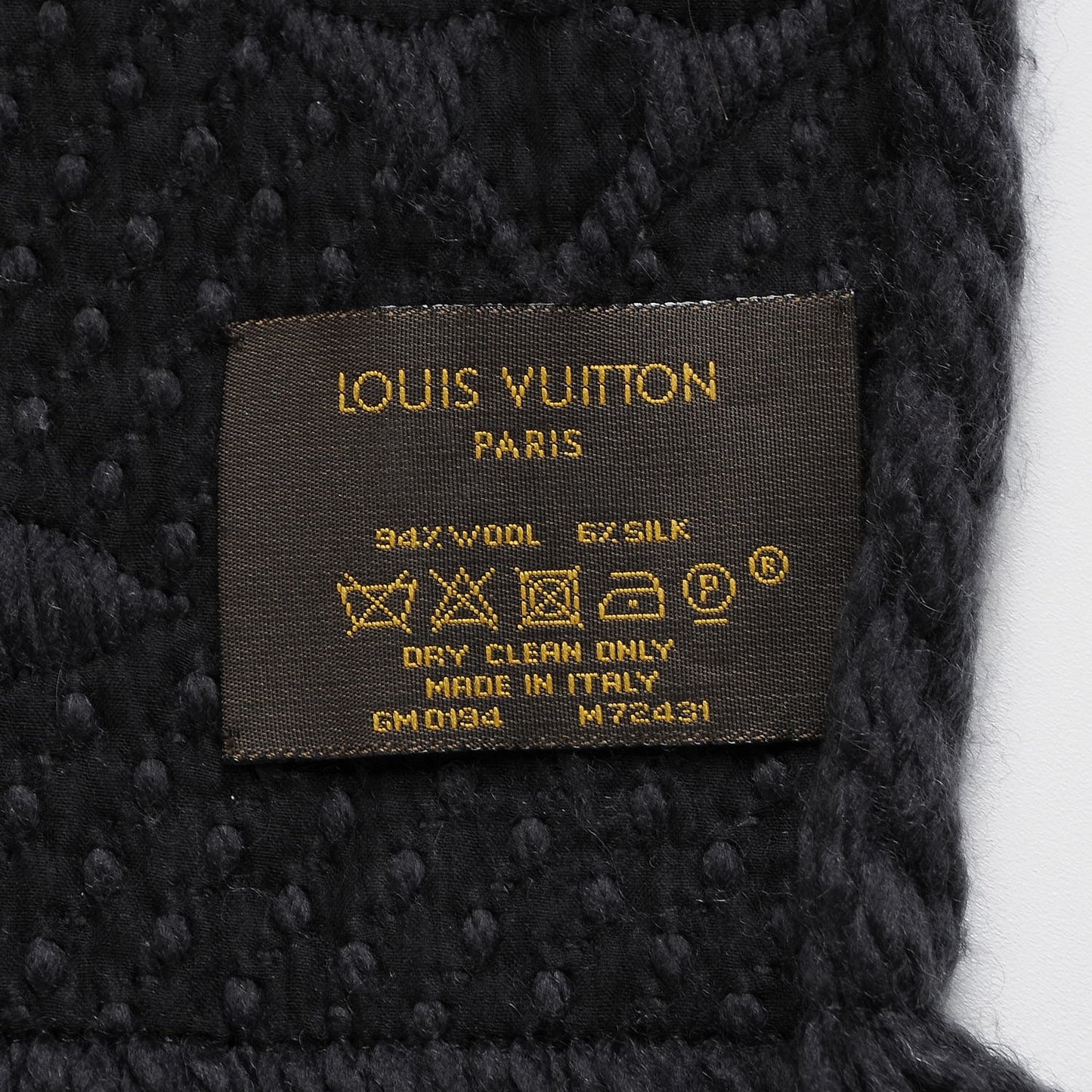 Wool Silk Logomania Scarf Charcoal Grey