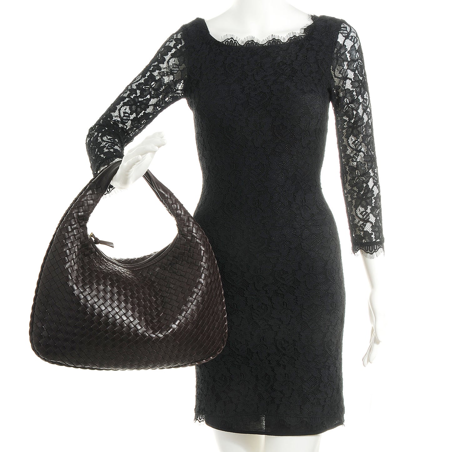 Nappa Intrecciato Medium Veneta Hobo Ebano