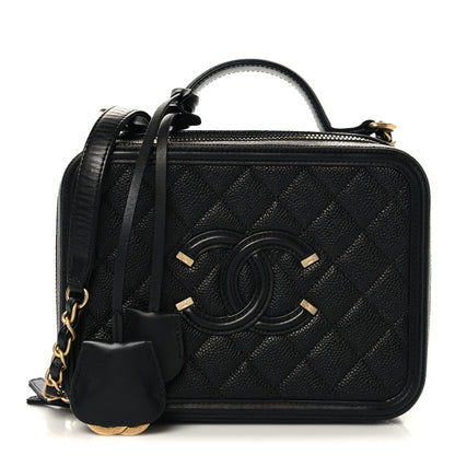 Chanel Caviar Quilted Medium CC Filigree Vanity Case Black 1 of 10