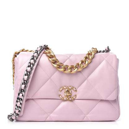 Chanel Lambskin Quilted Large Chanel 19 Flap Light Pink 1 of 10