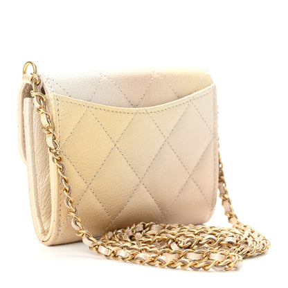 Chanel Metallic Goatskin Quilted Ombre Classic Clutch With Chain Beige 3 of 11