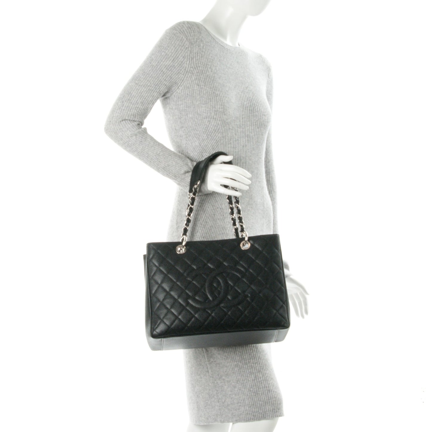Caviar Quilted Grand Shopping Tote GST Black