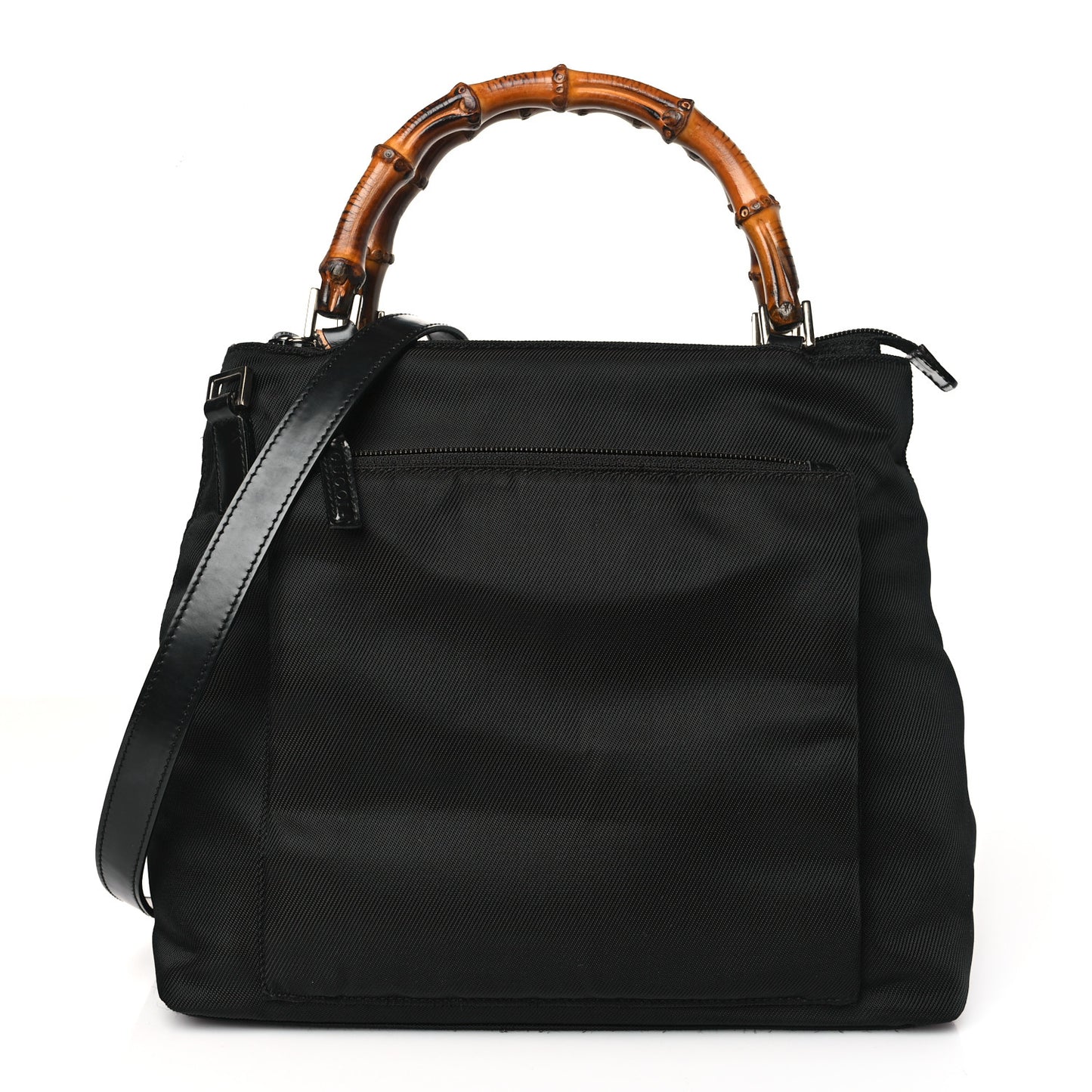 Nylon Bamboo Top Handle Tote Black