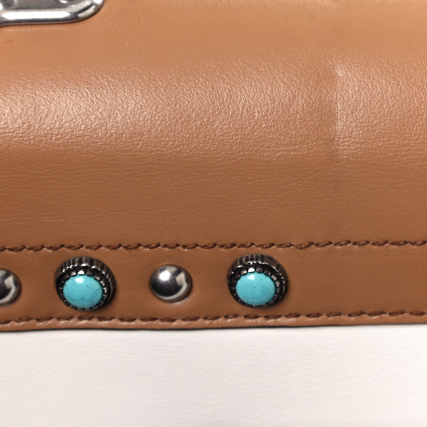 City Calf Studded Folk Cahier Bag White Caramel