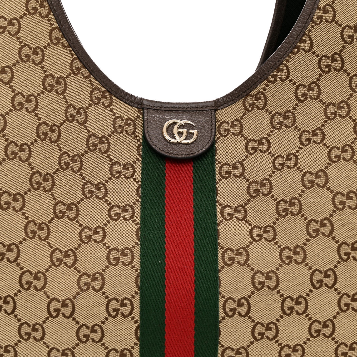 Gucci GG Monogram Web Large Giglio Tote Beige Brown 8 of 10