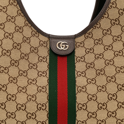 Gucci GG Monogram Web Large Giglio Tote Beige Brown 8 of 10