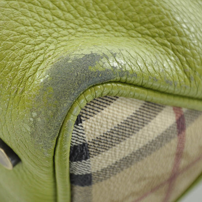 Burberry Leather Haymarket Check Horn Toggle Shoulder Bag Green 16 of 17