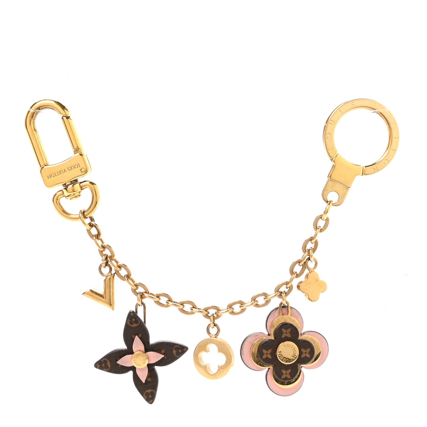 Brass Monogram Blooming Flowers Bag Charm Key Holder  Rose Ballerine