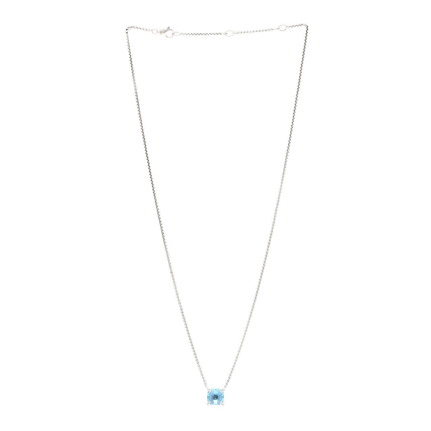 David Yurman Sterling Silver Diamond Blue Topaz 9mm Petite Chatelaine Pendant Necklace 3 of 4