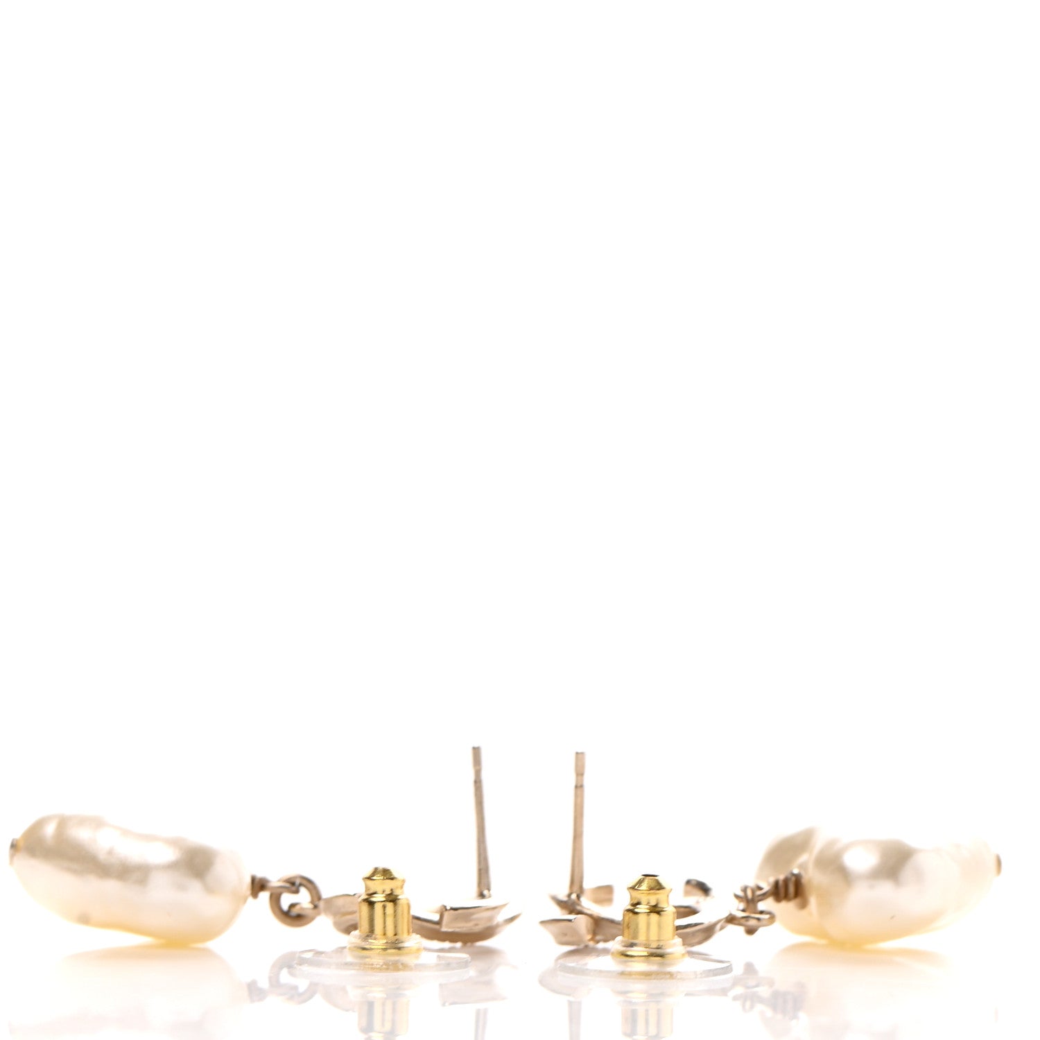 Chanel Pearl CC Heart Drop Earrings Gold 3 of 4