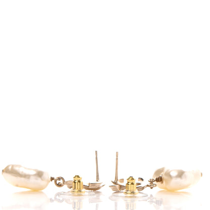 Chanel Pearl CC Heart Drop Earrings Gold 3 of 4