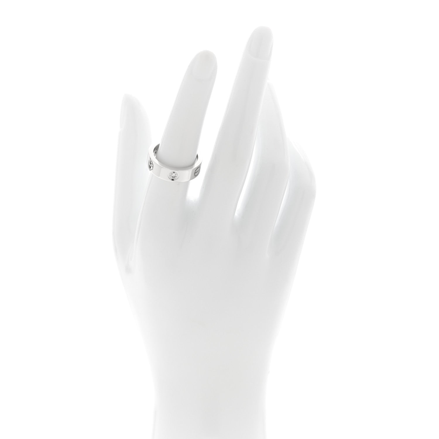 Cartier 18K White Gold 3 Diamond 5.5mm LOVE Ring 2 of 4