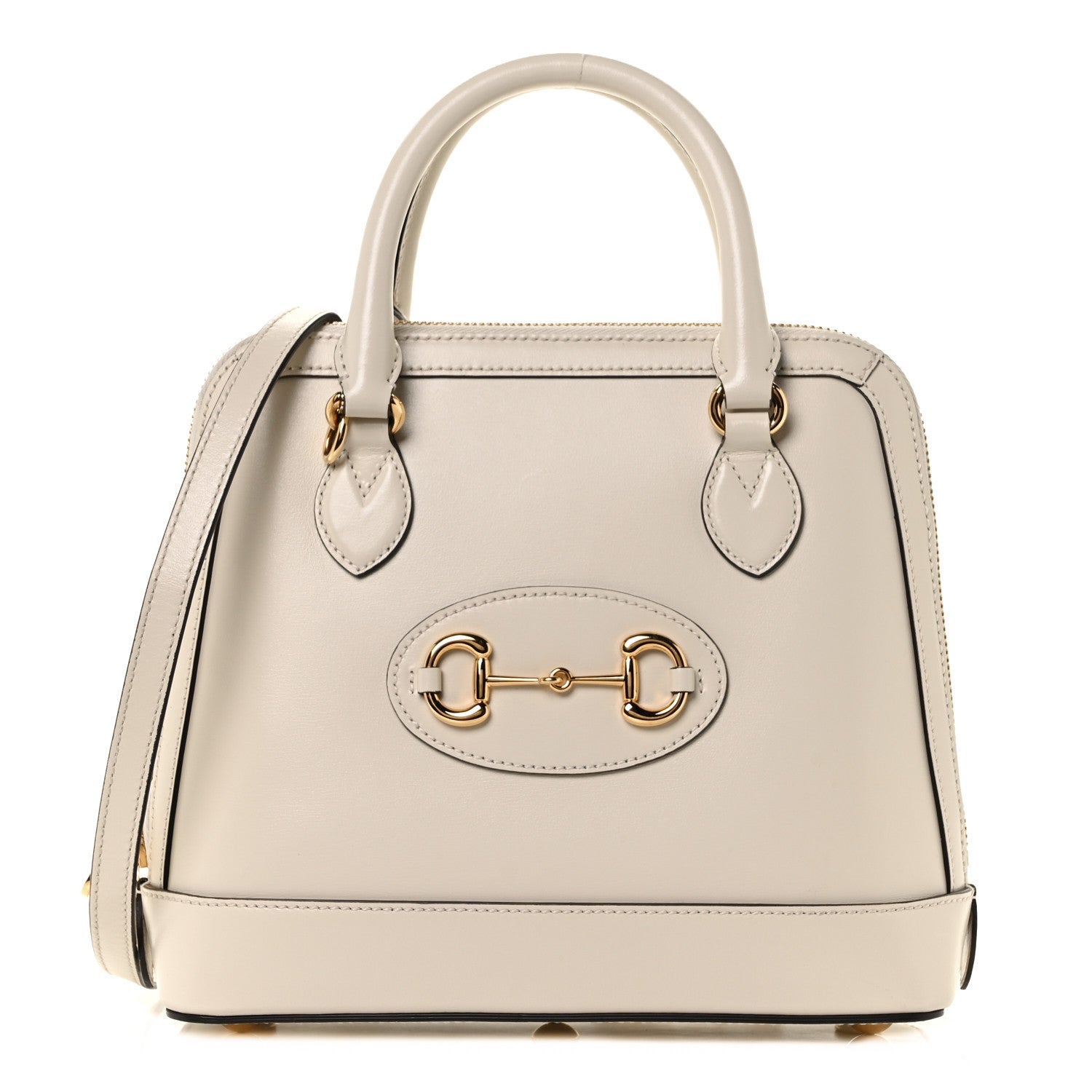Gucci Boarded Plutone Calfskin Small Horsebit 1955 Top Handle Bag Mystic White 1 of 8
