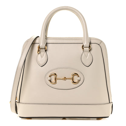 Gucci Boarded Plutone Calfskin Small Horsebit 1955 Top Handle Bag Mystic White 1 of 8