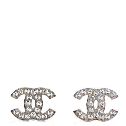 Chanel Crystal Timeless CC Earrings Silver 1 of 4