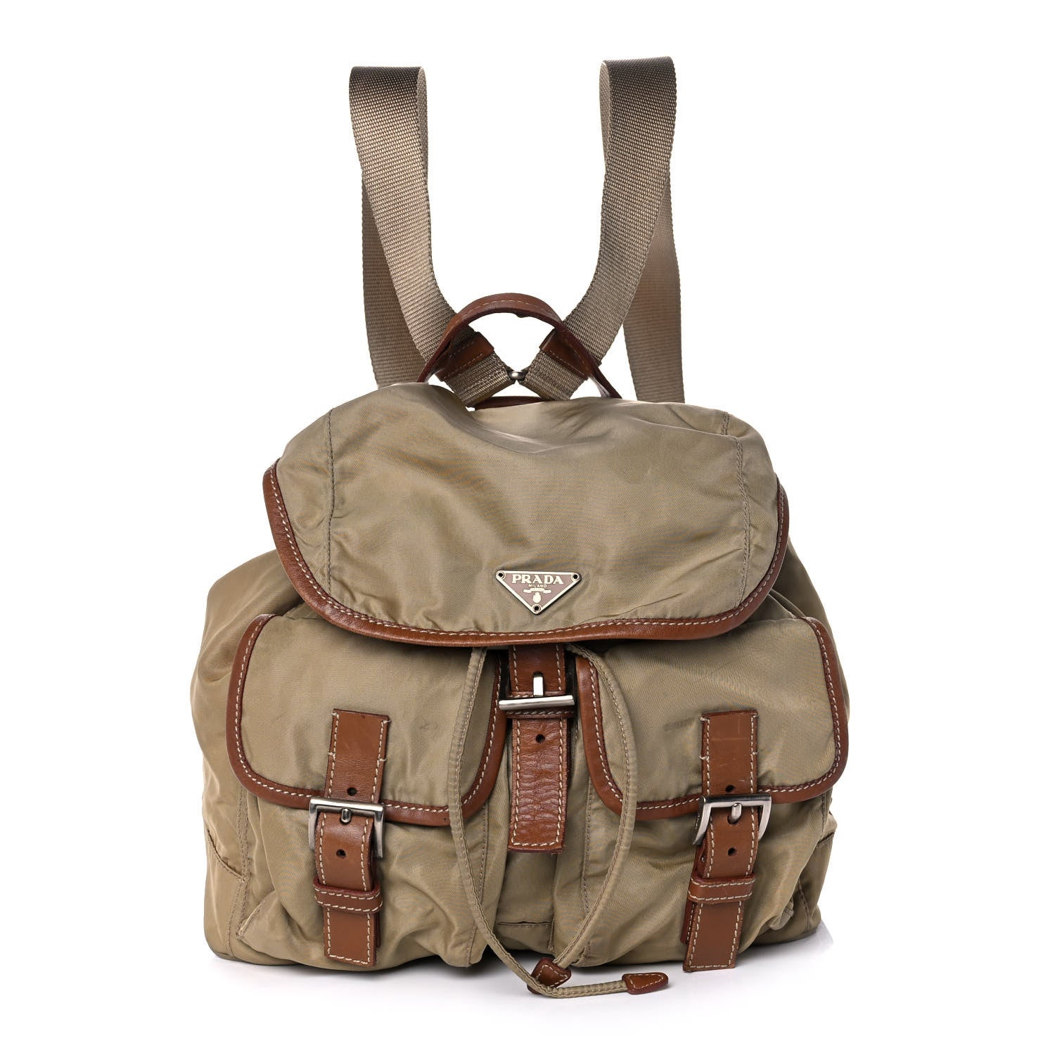 Prada Tessuto Nylon Vela Medium Backpack Beige 1 of 15